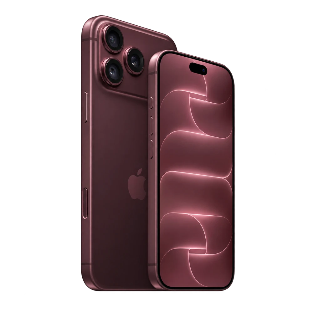 iPhone 18 Pro Max burdeos por detrás junto a un iPhone 18 Pro visto de frente